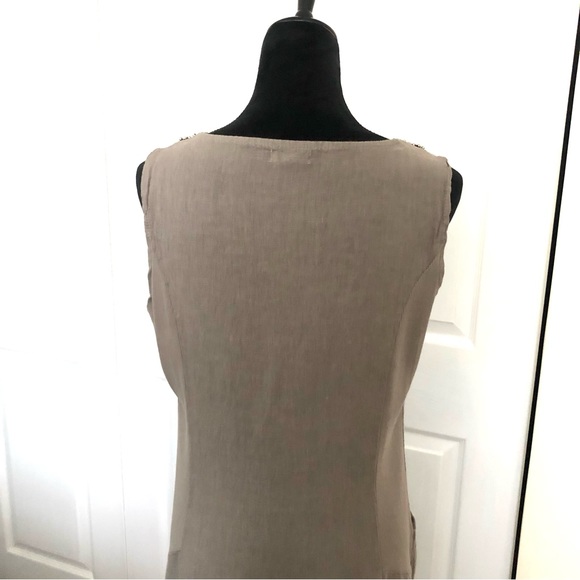 Lina Tomei Linen Beaded Neck Italian Dress sz L - Picture 7 of 11